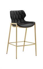 Indoor Gold Metal Barstool with Black Vinyl Seat - Image 2