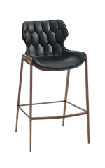 Indoor Gold Metal Barstool with Black Vinyl Seat - Image 4