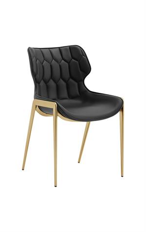 Indoor Gold Metal Chair with Black Vinyl Seat