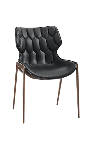 Wood Grain Metal Chair with Black Vinyl Seat