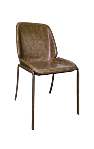 Wood Grain Metal Chair with Brown Vinyl Back & Seat for Indoor Use #469