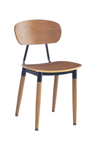 Wood Grain Steel Chair in Light Cherry Finish w/ Veneer Seat & Back