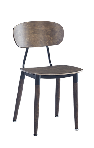 Wood Grain Steel Chair in Light Walnut Finish w/ Veneer Seat & Back