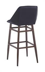 Indoor Dark Walnut Modern Metal Barstool with Black Vinyl Seat - Image 3