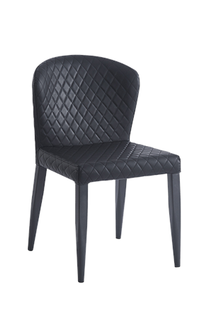 Diamond Pattern Stitched Metal Chair w/ Black Vinyl Seat & Back for Indoor Use
