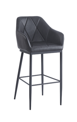 Metal Barstool w/ Large Diamond Pattern Stitched Vinyl Seat in Black