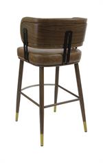 Indoor Curved Back Barstool with Metal Frame and Caramel Vinyl Upholstery - Image 3