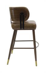 Indoor Curved Back Barstool with Metal Frame and Caramel Vinyl Upholstery - Image 4