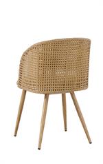 Indoor Metal Chair with Plastic Rattan Back and Tan Cushion - Image 3
