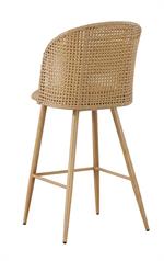 Indoor Metal Barstool with Plastic Rattan Back and Tan Cushion - Image 3
