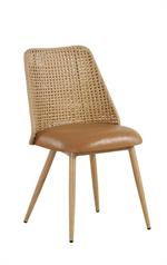 Indoor Metal Barstool with Angled Plastic Rattan Back and Tan Vinyl Seat - Image 5