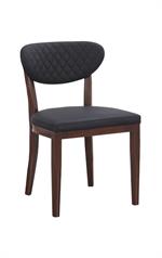 Indoor Dark Walnut Metal Barstool with Black Vinyl Seat and Diamond-Stitched Back - Image 4