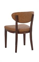 Indoor Dark Walnut Metal Chair with Camel Brown Vinyl Seat and Diamond-Stitched Back - Image 3