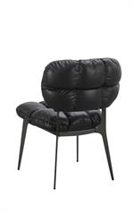 Indoor Black Vinyl Upholstered Metal Chair with Segmented Seat and Back - Image 3