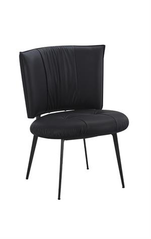 Indoor Black Metal Chair with Padded Vinyl Seat and Curved Back