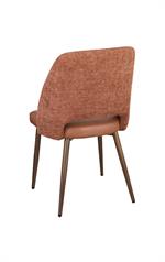 Indoor Caramel Brown Metal Chair with Vinyl Padded Seat & Back and Woodgrain Frame - Image 3