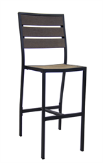 Aluminum Chair with Imitation Teak Slats in Dark Brown Finish - Image 3