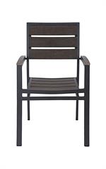 Aluminum Armchair with Imitation Teak Slats in Dark Brown Finish - Image 5