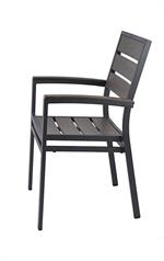 Aluminum Armchair with Imitation Teak Slats in Dark Brown Finish - Image 4