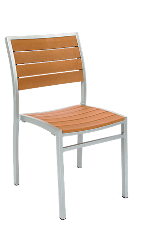 Aluminum Chair with Imitation Teak Slats, Grey Finish Frame