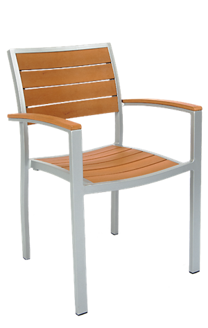 Aluminum Armchair with Imitation Teak Slats