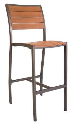 Aluminum Bar Stool with Imitation Teak Slats, Rust Color Frame