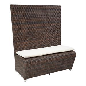 53"H Indoor/Outdoor Aluminum Frame Poly Woven Bench with Cream Cushion
