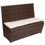 53"H Indoor/Outdoor Aluminum Frame Poly Woven Bench with Cream Cushion - Image 2