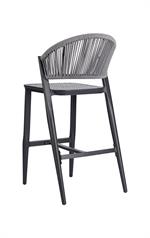 Outdoor Aluminum Barstool with Grey Synthetic fiber Back & Seat - Image 3