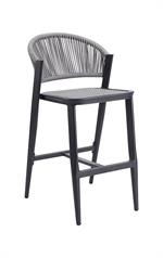 Outdoor Aluminum Barstool with Grey Synthetic fiber Back & Seat - Image 2