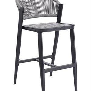 Outdoor Aluminum Barstool with Grey Synthetic fiber Back & Seat