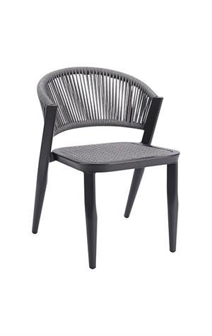 Outdoor Aluminum Chair with Grey Synthetic fiber Back & Seat