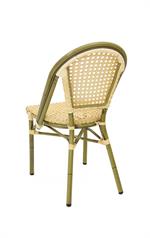 Aluminum Armless Chair with Cream-Yellow Poly Woven Seat & Back - Image 3