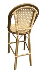 Aluminum Armless Barstool with Cream-Yellow Poly Woven Seat & Back - Image 3