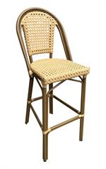 Aluminum Armless Chair with Cream-Yellow Poly Woven Seat & Back - Image 4