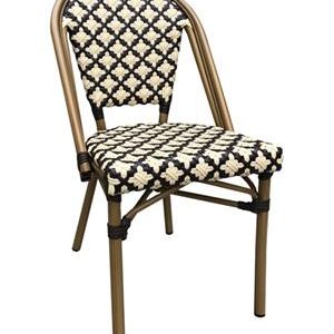 Aluminum Bamboo Print Patterned Chair with Black & White Poly Woven Seat & Back
