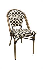 Aluminum Bamboo Print Patterned Chair with Black & White Poly Woven Seat & Back - Image 2
