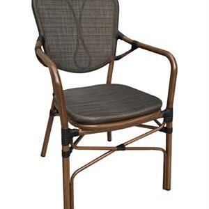 Aluminum Arm Chair with Black Poly Woven Seat&Back,Outdoor use