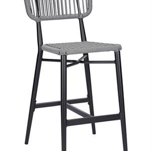 Outdoor Aluminum Barstool with Grey Terylene Fabric Seat & Back