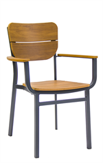 Aluminum Chair & Imitation Teak Seat and Back - Image 2