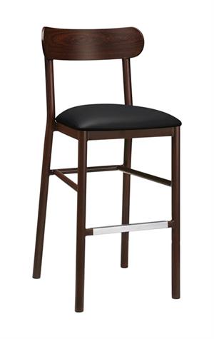 Aluminum Barstool with Black Vinyl Seat  In Imitation Wood Finish, Indoor Use Only