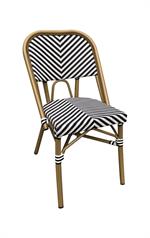 Armless bamboo-style Aluminum Chair with Striped Woven Seat & Back - Image 2