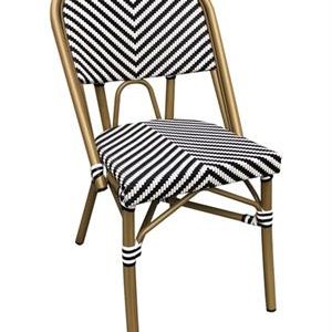 Armless bamboo-style Aluminum Chair with Striped Woven Seat & Back