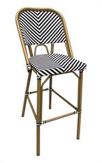 Armless bamboo-style Aluminum Chair with Striped Woven Seat & Back - Image 4