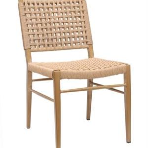 Modern Beige Aluminum Chair with Terylene Weave Seat & Back, Outdoor Use
