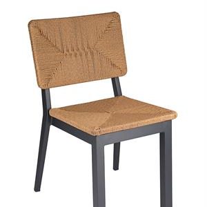 Black Aluminum Chair with Natural Tan Terylene Fabric Seat & Back, Indoor/Outdoor Use
