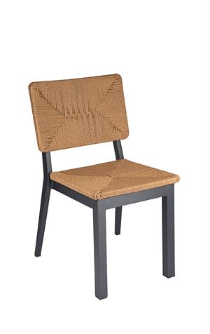 Black Aluminum Chair with Natural Tan Terylene Fabric Seat & Back, Indoor/Outdoor Use