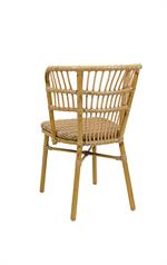 Indoor/Outdoor Natural Rattan-Style Aluminum Chair with Poly Woven Seat - Image 3