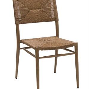 Outdoor Aluminum Chair with Brown Woven Rope Seat and Back