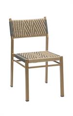 Outdoor Aluminum Chair with Brown Woven Rope Seat and Back - Image 5